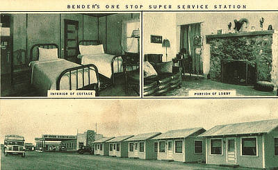 Bender's One Stop Super Service Station in Amboy, California - Inside views of the cottages and lobby