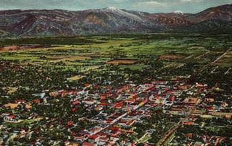 Early aerila view of San Bernardino, California