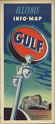 Illinois travel map from the Gulf Oil Company