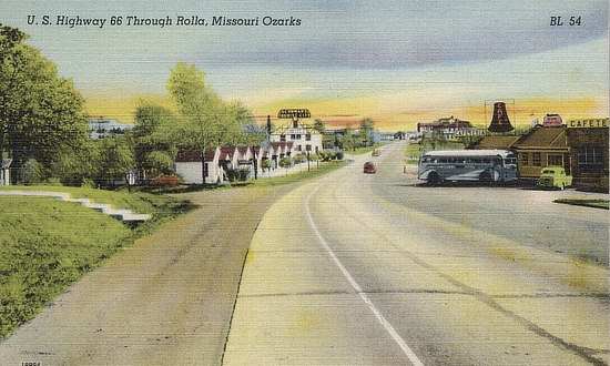 U.S. Highway 66 Through Rolla, in the Missouri Ozarks
