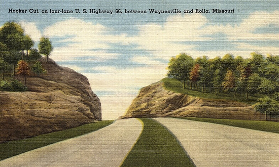 Hooker Cut on four-lane U.S. Highway 66 between Waynesville and Rolla, Missouri