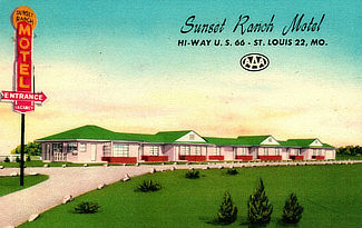 Sunset Ranch Motel on US Highway 66 in St. Louis, Missouri