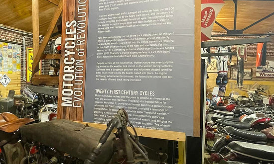 Interior display at the Seaba Station Motorcycle Museum in Warwick, Oklahoma, on Historic Route 66 Interior display at the Seaba Station Motorcycle Museum in Warwick, Oklahoma, on Historic Route 66