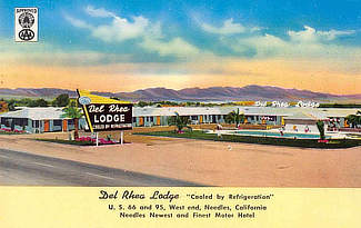 Del Rhea Lodge, west end, Route 66, Needles, California Del Rhea Lodge, west end, Route 66, Needles, California
