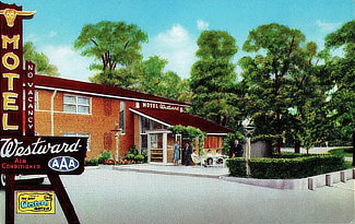 Motel Westward, NE Corner of Bypass Highway 66, Junction 66-61-67, St. Louis, 22 Missouri ... phones in room, free TV, complimentary coffee