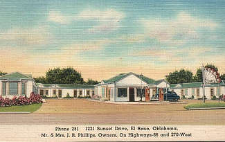 Phillips Courts, 1223 Sunset Drive, El Reno, Oklahoma, on Highway 66 Phillips Courts, 1223 Sunset Drive, El Reno, Oklahoma, on Highway 66
