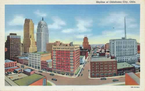 Oklahoma City skyline in earlier years Oklahoma City skyline in earlier years