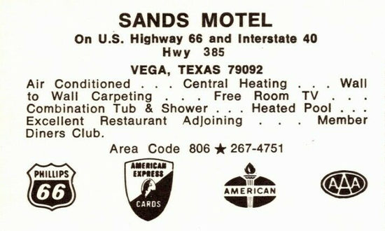 The Sands Motel on U.S. Highway 66 in Vega, Texas